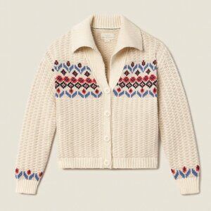 Savannah Cardigan ~ Antique White Fairisle